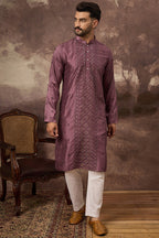 Mauve Silk Blend Solid Embroidered Straight Kurta MKU1368