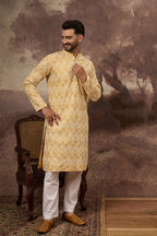 Yellow Viscose Rayon Solid Embroidered Straight Kurta HMKU1385