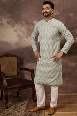 Green Viscose Rayon Solid Embroidered Straight Kurta MKU1386
