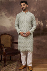 Green Viscose Rayon Solid Embroidered Straight Kurta HMKU1386
