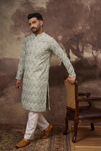 Green Viscose Rayon Solid Embroidered Straight Kurta HMKU1386
