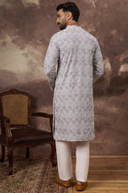 Lavender Viscose Rayon Solid Embroidered Straight Kurta HMKU1387