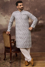 Lavender Viscose Rayon Solid Embroidered Straight Kurta MKU1387