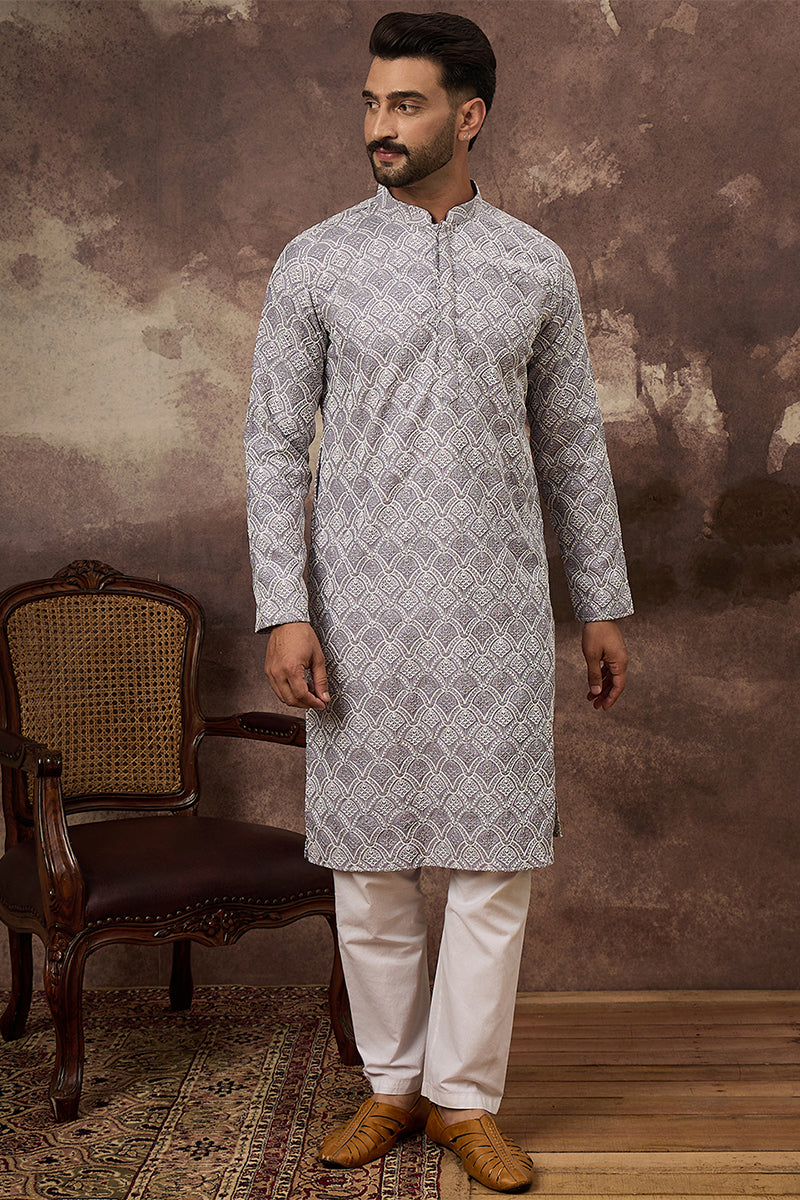Lavender Viscose Rayon Solid Embroidered Straight Kurta MKU1387