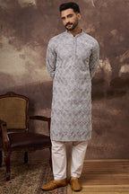 Lavender Viscose Rayon Solid Embroidered Straight Kurta MKU1387