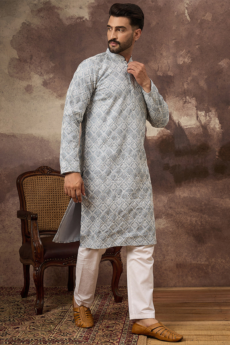 Blue Viscose Rayon Solid Embroidered Straight Kurta HMKU1388