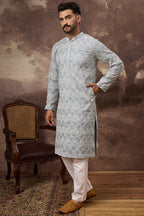 Blue Viscose Rayon Solid Embroidered Straight Kurta HMKU1388