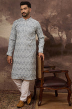 Blue Viscose Rayon Solid Embroidered Straight Kurta HMKU1388
