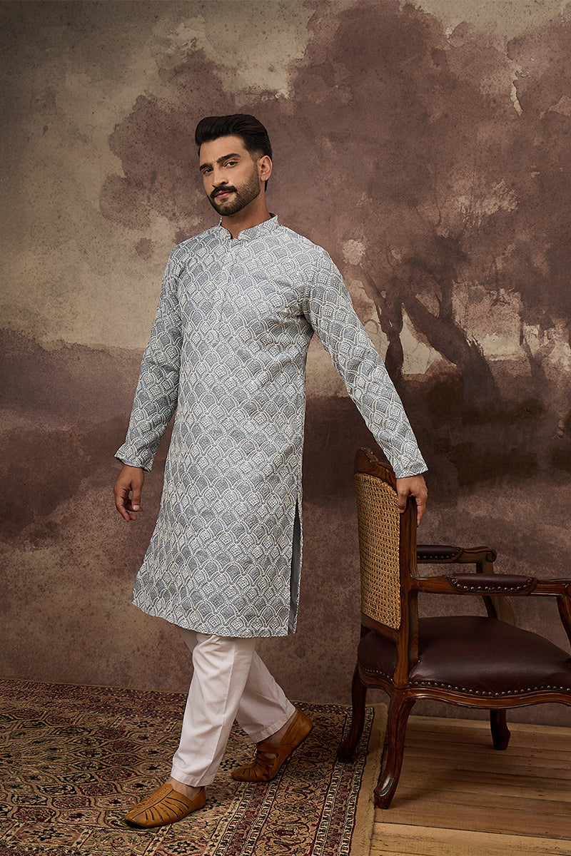 Blue Viscose Rayon Solid Embroidered Straight Kurta HMKU1388