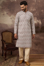 Mauve Viscose Rayon Solid Embroidered Straight Kurta MKU1389