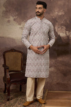 Mauve Viscose Rayon Solid Embroidered Straight Kurta MKU1389