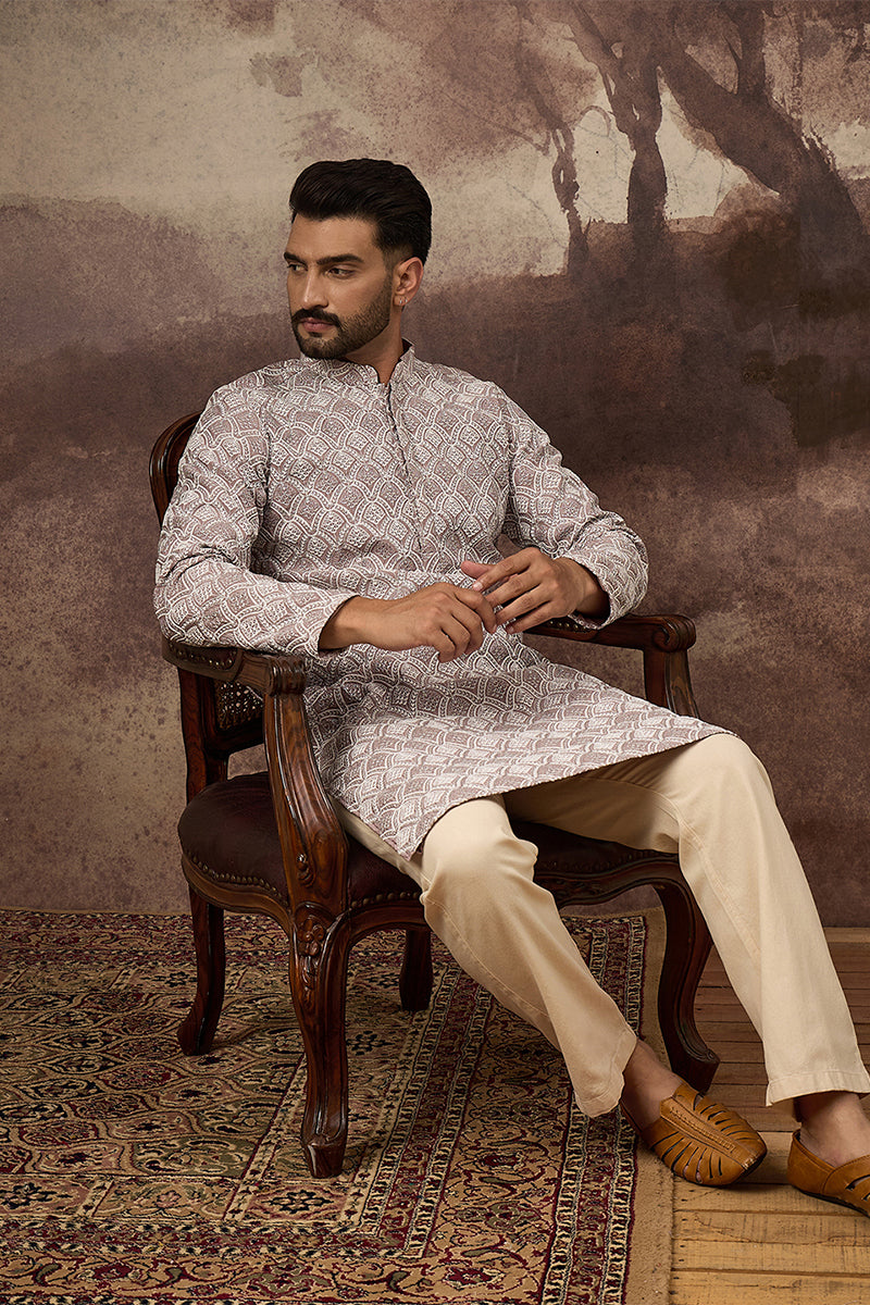 Mauve Viscose Rayon Solid Embroidered Straight Kurta HMKU1389