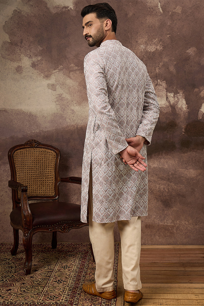 Mauve Viscose Rayon Solid Embroidered Straight Kurta MKU1389