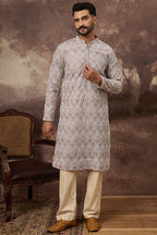 Mauve Viscose Rayon Solid Embroidered Straight Kurta MKU1389
