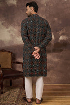 Black Viscose Rayon Embroidered Mandarin Collar Straight Kurta MKU1402