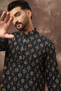 Black Viscose Rayon Embroidered Mandarin Collar Straight Kurta MKU1403
