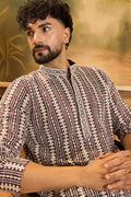 Purple Viscose Rayon Embroidered Kurta With Trousers MKSET1409