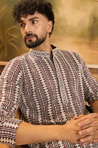 Purple Viscose Rayon Embroidered Kurta With Trousers MKSET1409