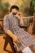 Purple Viscose Rayon Embroidered Kurta With Trousers MKSET1409