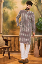 Purple Viscose Rayon Embroidered Kurta With Trousers MKSET1409