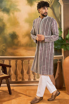 Purple Viscose Rayon Embroidered Straight Kurta MKU1409