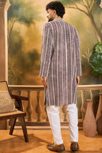 Purple Viscose Rayon Embroidered Kurta With Trousers MKSET1409