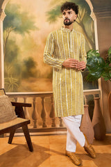 Mustard Viscose Rayon Embroidered Straight Kurta MKU1410