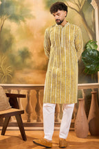 Mustard Viscose Rayon Embroidered Straight Kurta MKU1410