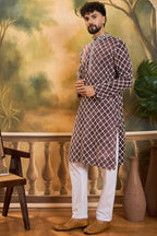 Purple Viscose Rayon Shibori Embroidered Straight Kurta MKU1418