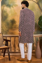 Purple Viscose Rayon Shibori Embroidered Straight Kurta MKU1418