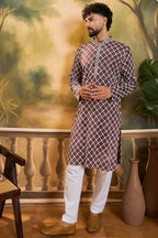 Purple Viscose Rayon Shibori Embroidered Straight Kurta MKU1418