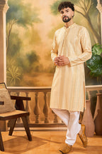 Cream Viscose Rayon Solid Embroidered Straight Kurta MKU1430