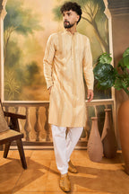 Cream Viscose Rayon Solid Embroidered Straight Kurta MKU1430
