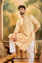 Cream Viscose Rayon Solid Embroidered Straight Kurta MKU1430