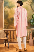 Peach Viscose Rayon Solid Embroidered Straight Kurta MKU1432
