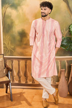 Peach Viscose Rayon Solid Embroidered Straight Kurta MKU1432