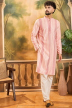 Peach Viscose Rayon Solid Embroidered Straight Kurta MKU1432