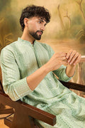Green Viscose Rayon Solid Embroidered Straight Kurta MKU1435