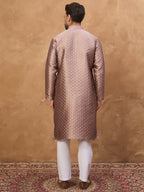 Men Mauve Silk Blend Solid Woven Design Straight Kurta-MKU1458