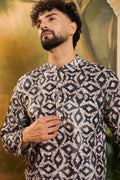 Blue Cotton Batik Embroidered Straight Kurta MKU1460