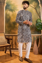 Blue Cotton Batik Embroidered Straight Kurta MKU1460