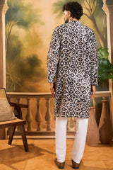 Blue Cotton Batik Embroidered Straight Kurta MKU1460