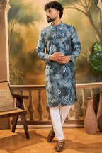 Blue Silk Blend Embroidered Straight Kurta MKU1465
