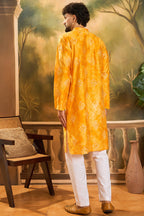 Yellow Silk Blend Embroidered Straight Kurta MKU1466