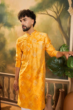 Yellow Silk Blend Embroidered Straight Kurta MKU1466