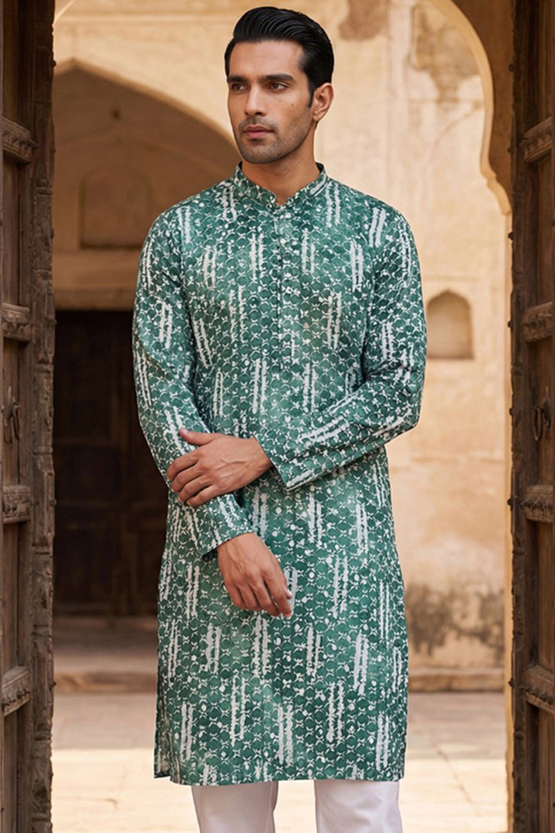 Green Viscose Rayon Embroidered Straight Kurta MKU1477