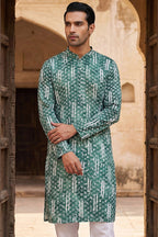 Green Viscose Rayon Embroidered Straight Kurta MKU1477