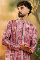 Red Viscose Rayon Batik Printed Straight Kurta MKU1482