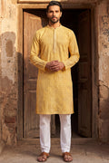Yellow Viscose Rayon Shibori Embroidered Straight Kurta MKU1483