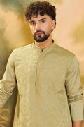 Green Silk Blend Solid Embroidered Straight Kurta MKU1497
